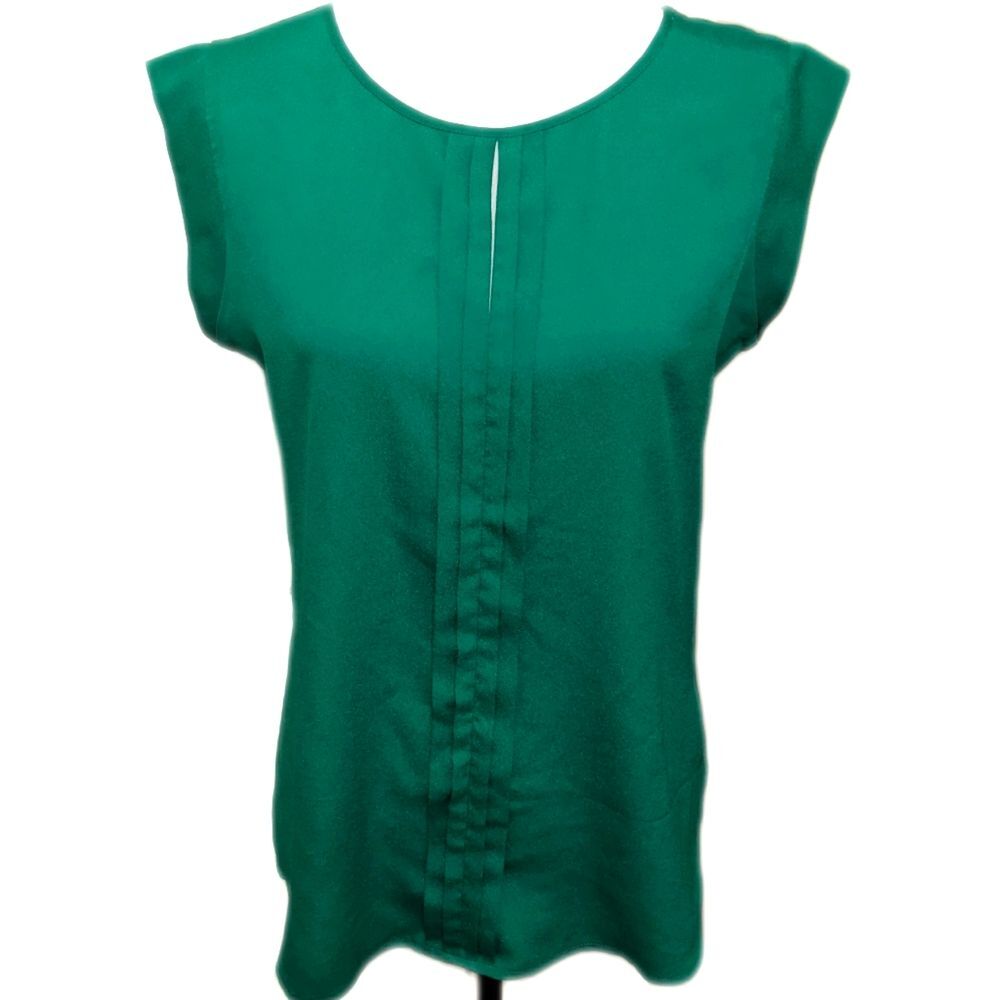 The Limited green cap sleeve silky polyester blouse, keyhole cutout, S